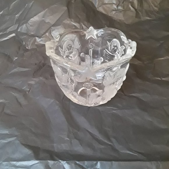 MIKASA CHRISTMAS ANGELS - VIOLIN & CHORUS FROSTED GLASS VOTIVE OR TRINKET BOWL - Picture 5 of 5